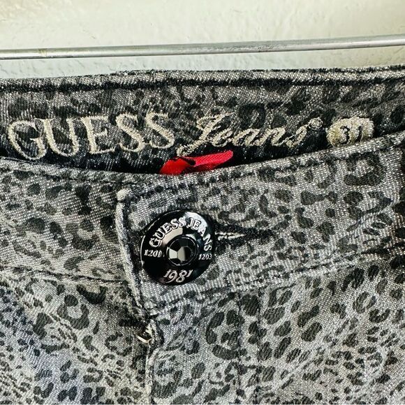 Guess Power Skinny Gray Animal Print Jeans Size 31 - Picture 2 of 5